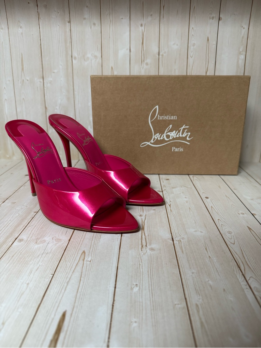 Christian Louboutin Miss Z Pointed Toe Mule Sandal Pinup Pink sz 40.5 / 10.5